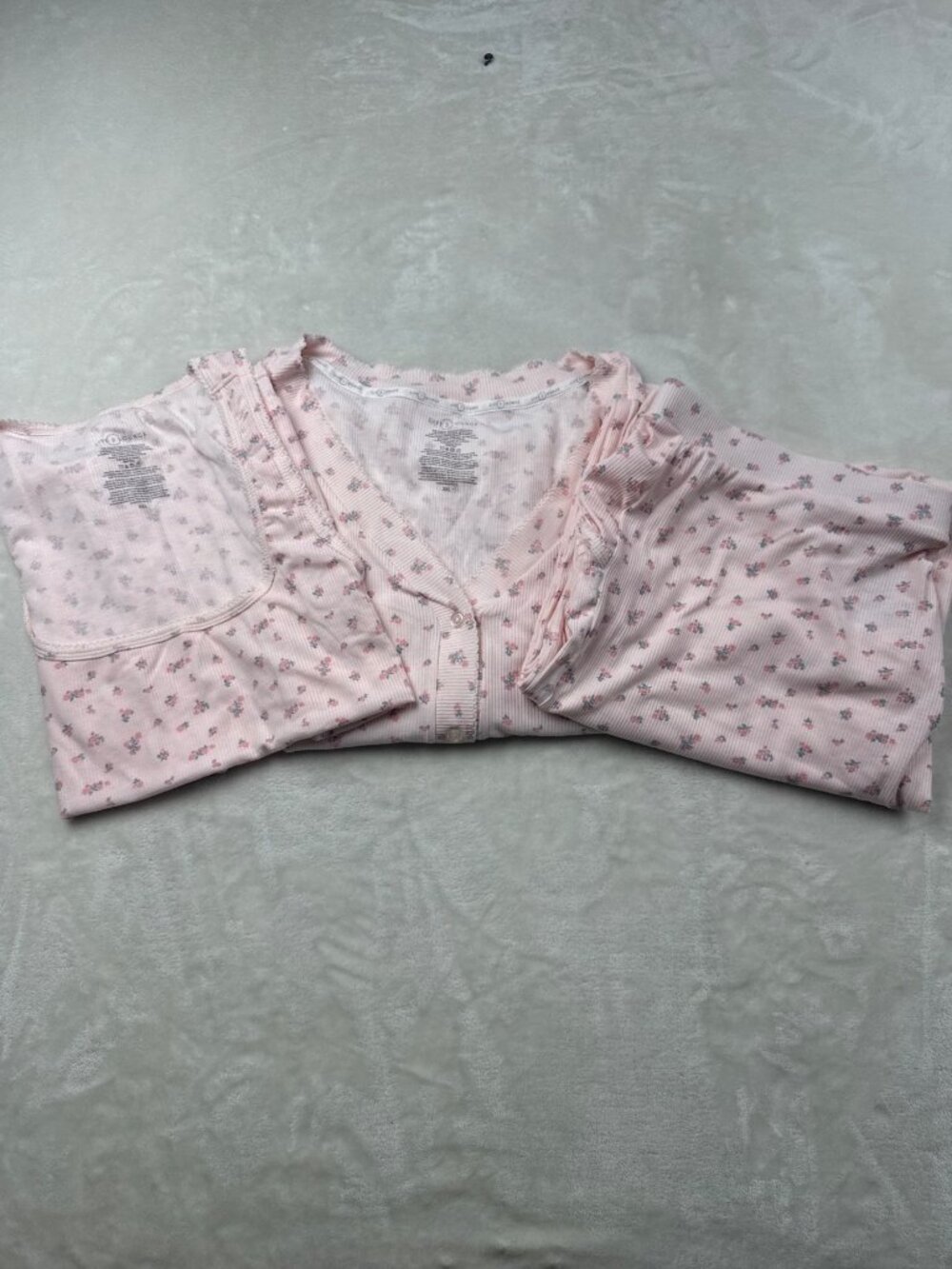 Live 2 Lounge Womens XXL Pink Floral Pajama Set Button-Up Top & Pants